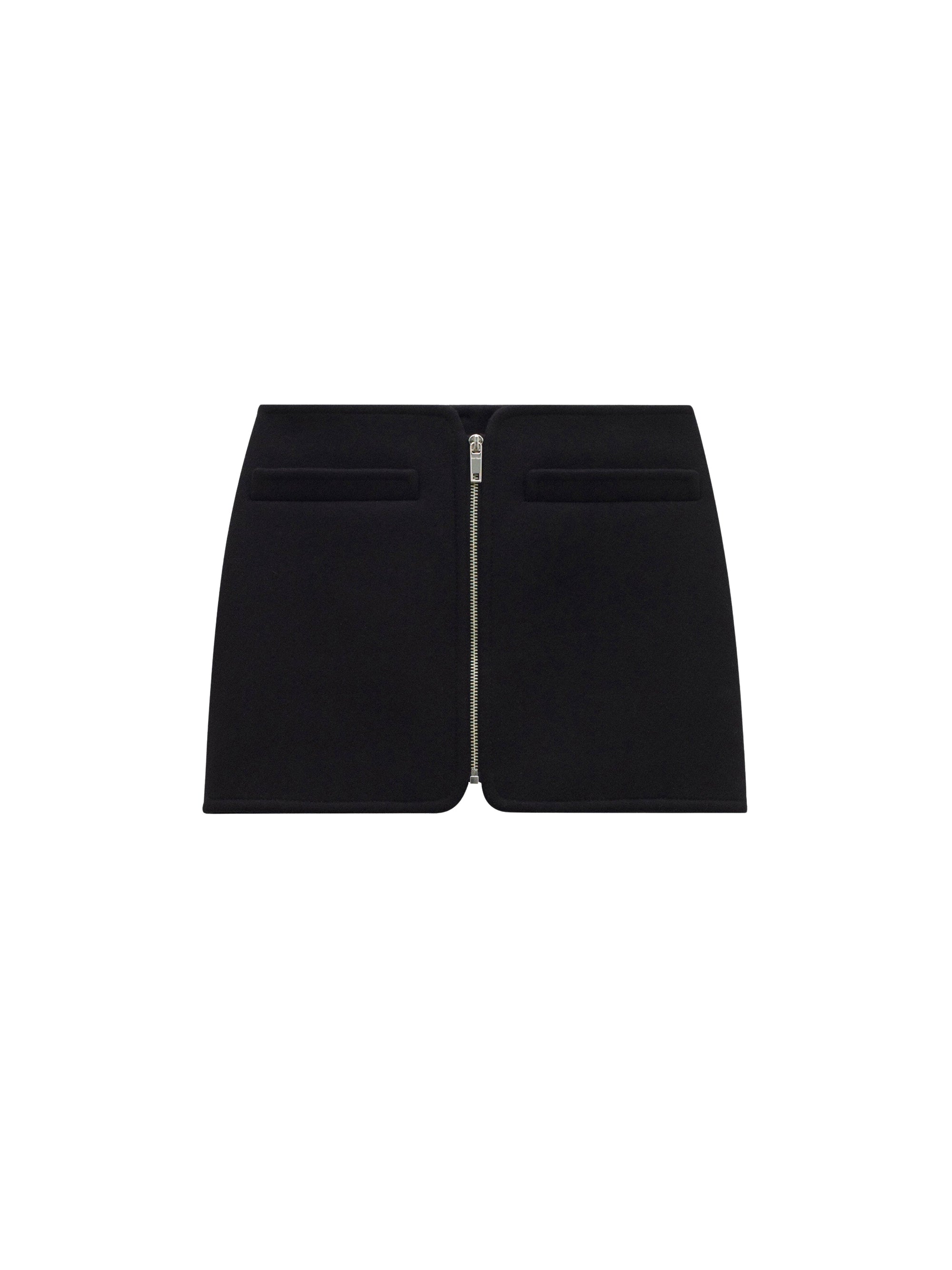 Swallow zip wool Skirt - Black