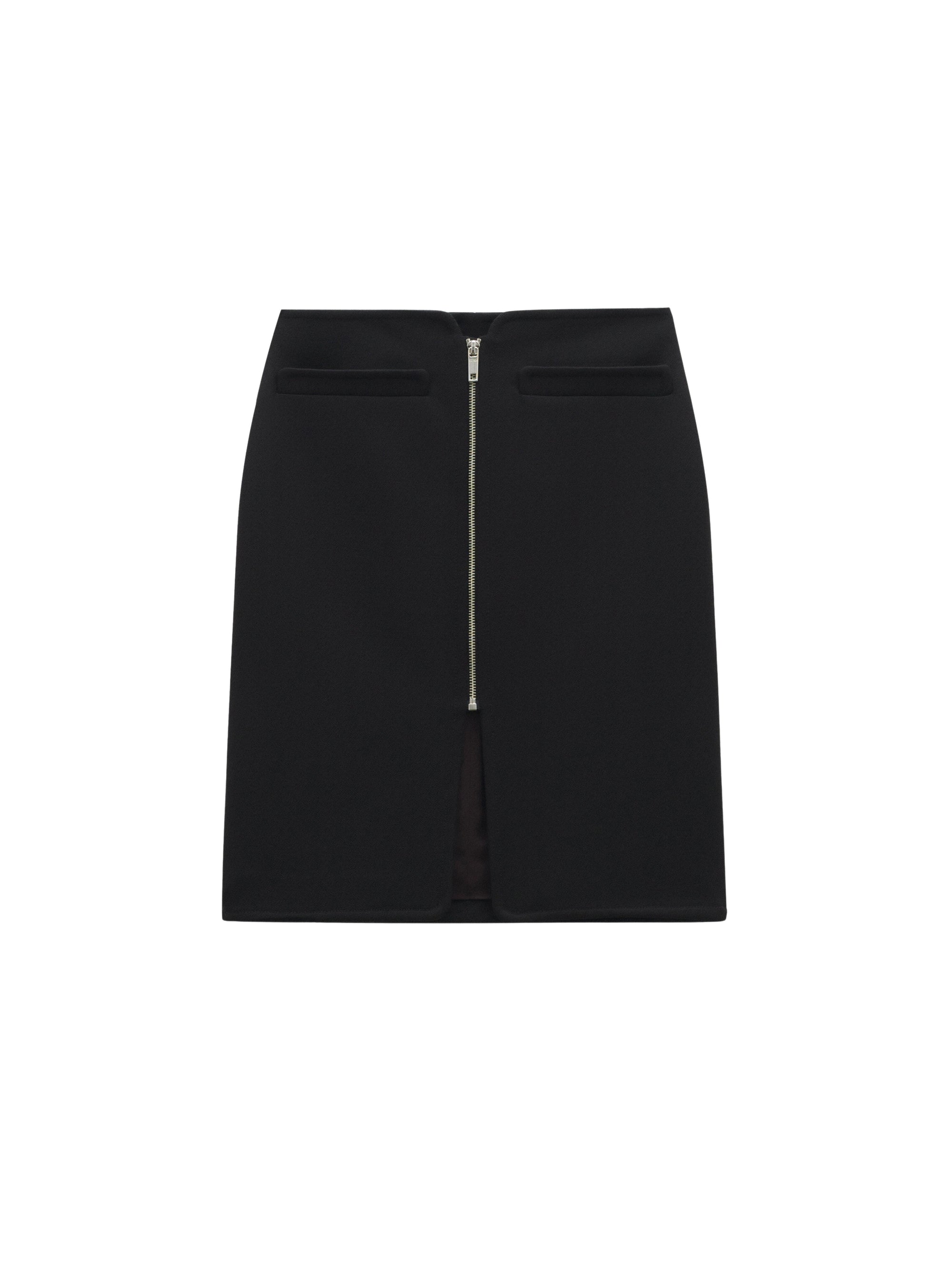 Long swallow wool Skirt - Black
