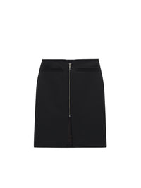 Swallow zip heritage crepe wool long Skirt - Black