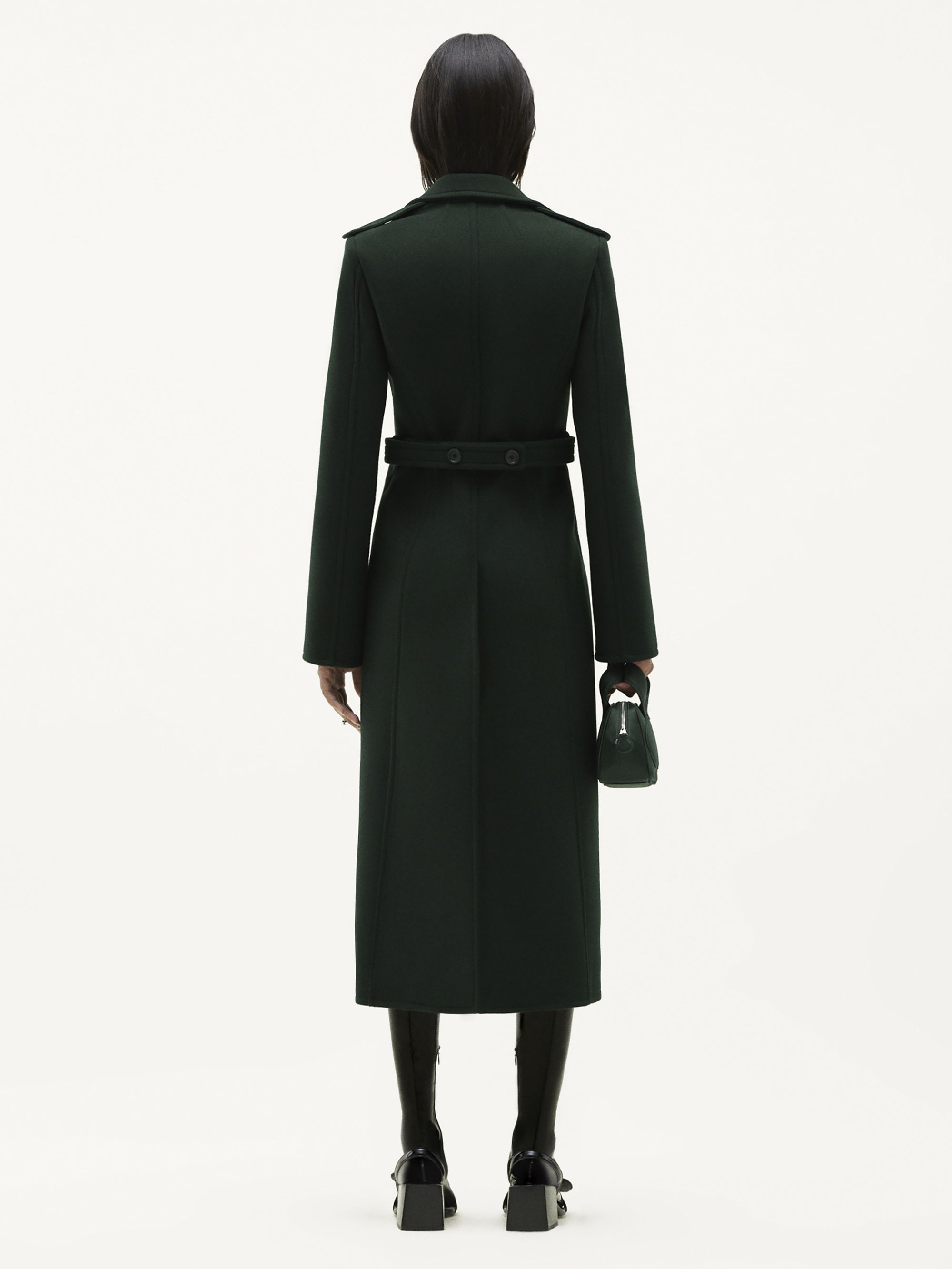 Belted wool Coat - Green