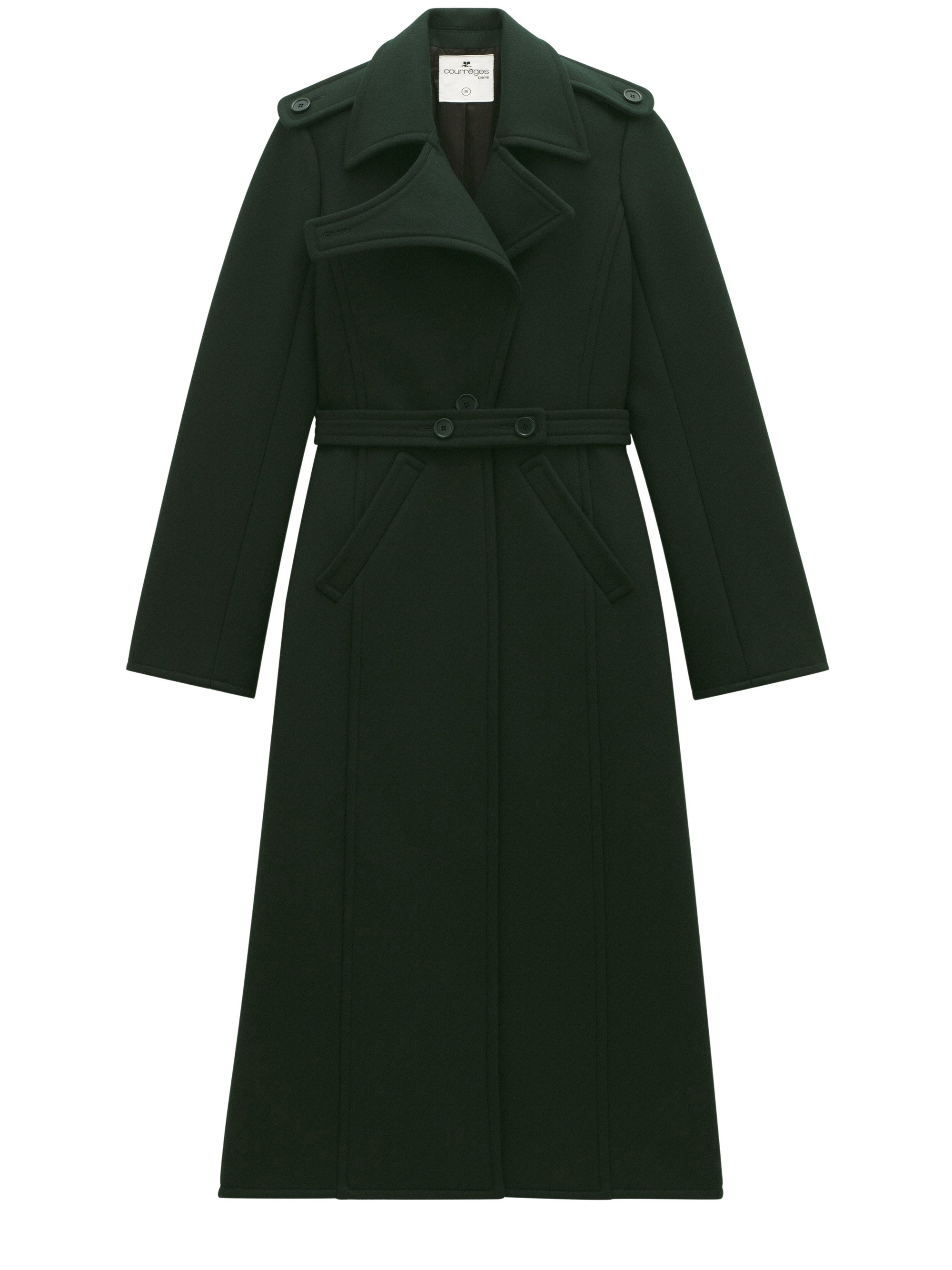 Belted wool Coat - Green