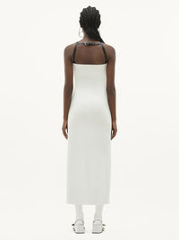 Cross double crepe long Dress - White