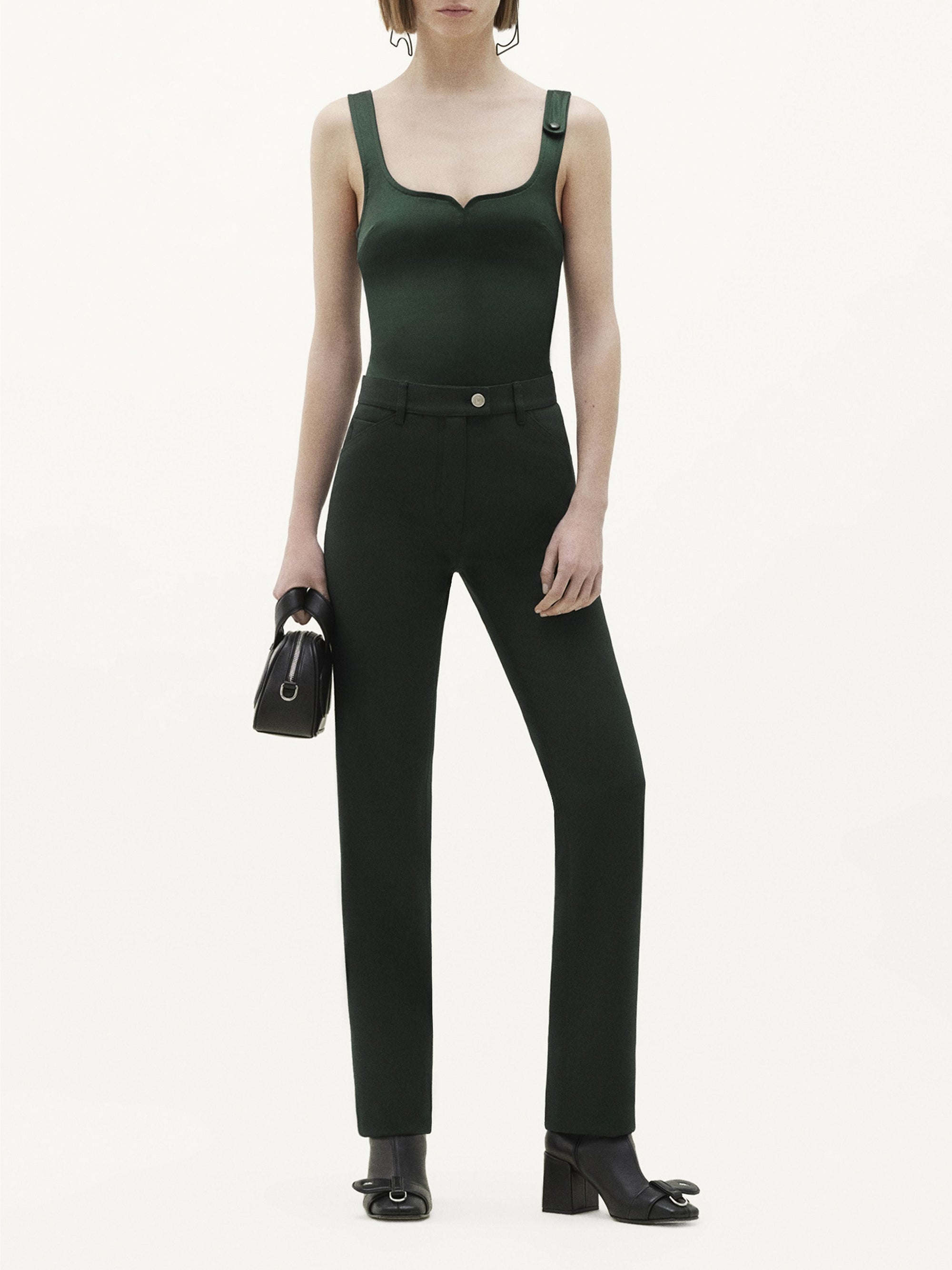 Swallow satin Top - Green