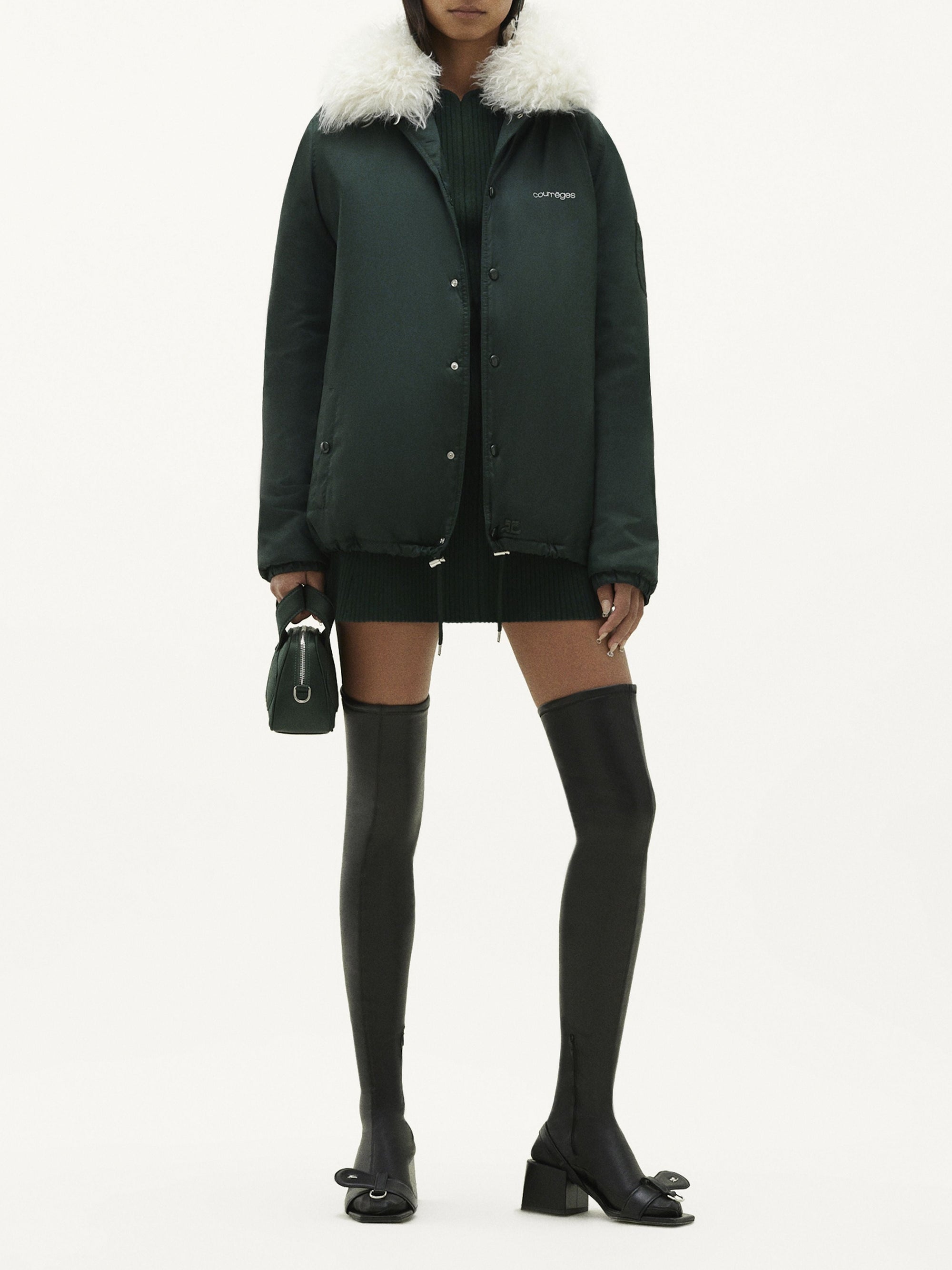 Courreges fur coach Jacket - Green