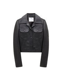 Vintage leather trucker Jacket - Black