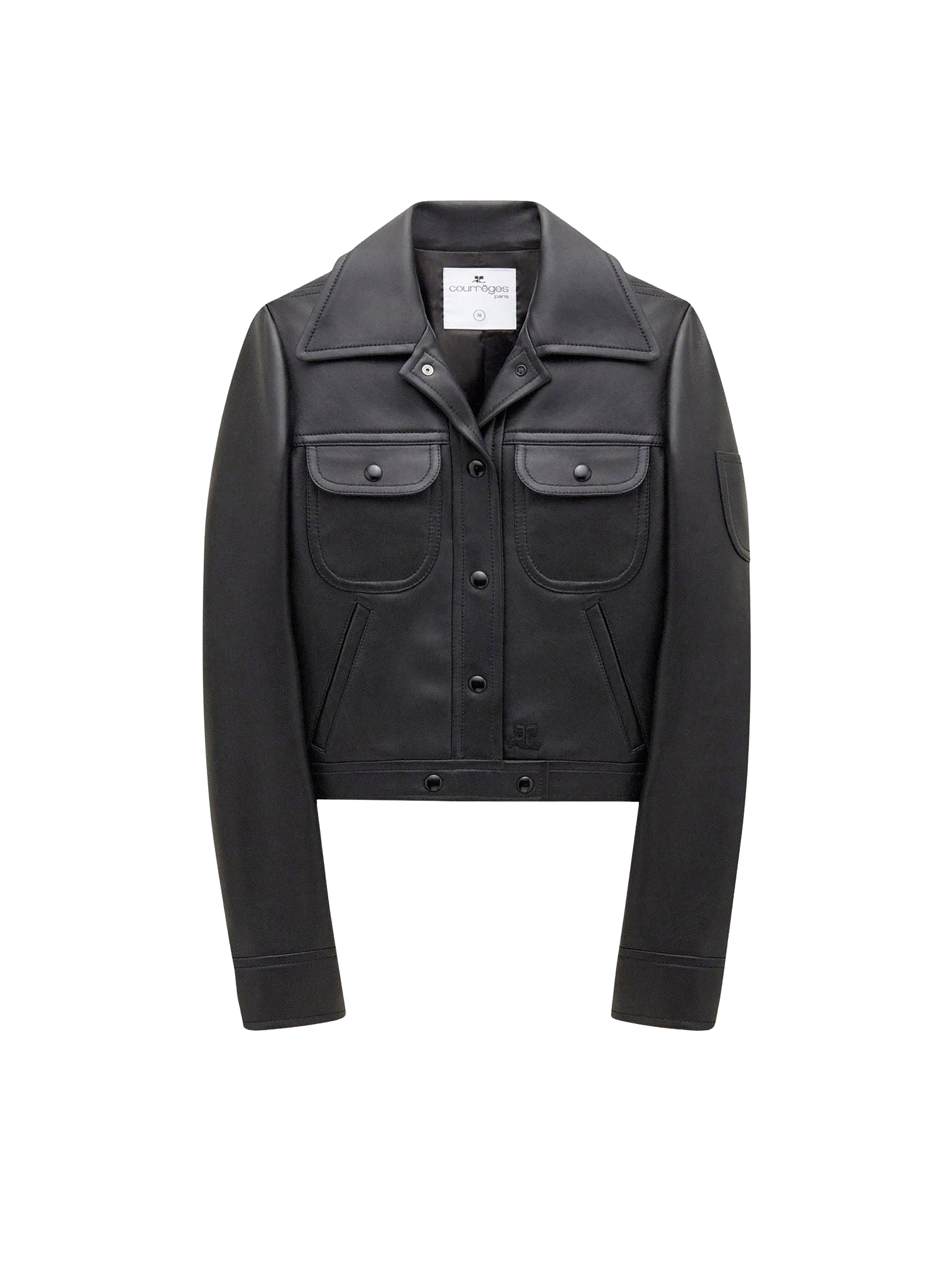 Vintage leather trucker Jacket - Black