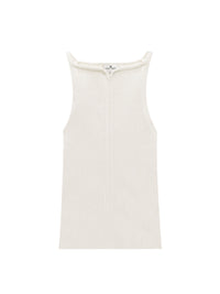 Swallow rib knit tank Top - White