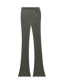 Flecked rib knit flare Pant - Grey