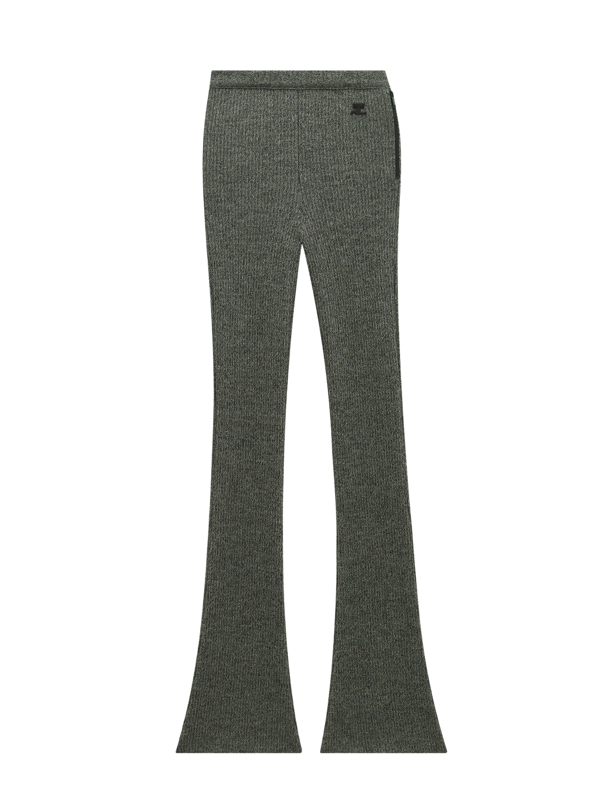 Flecked rib knit flare Pant - Grey