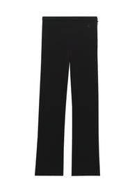 Rib knit straight Pant - Black