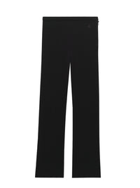 Rib knit straight Pant - Black