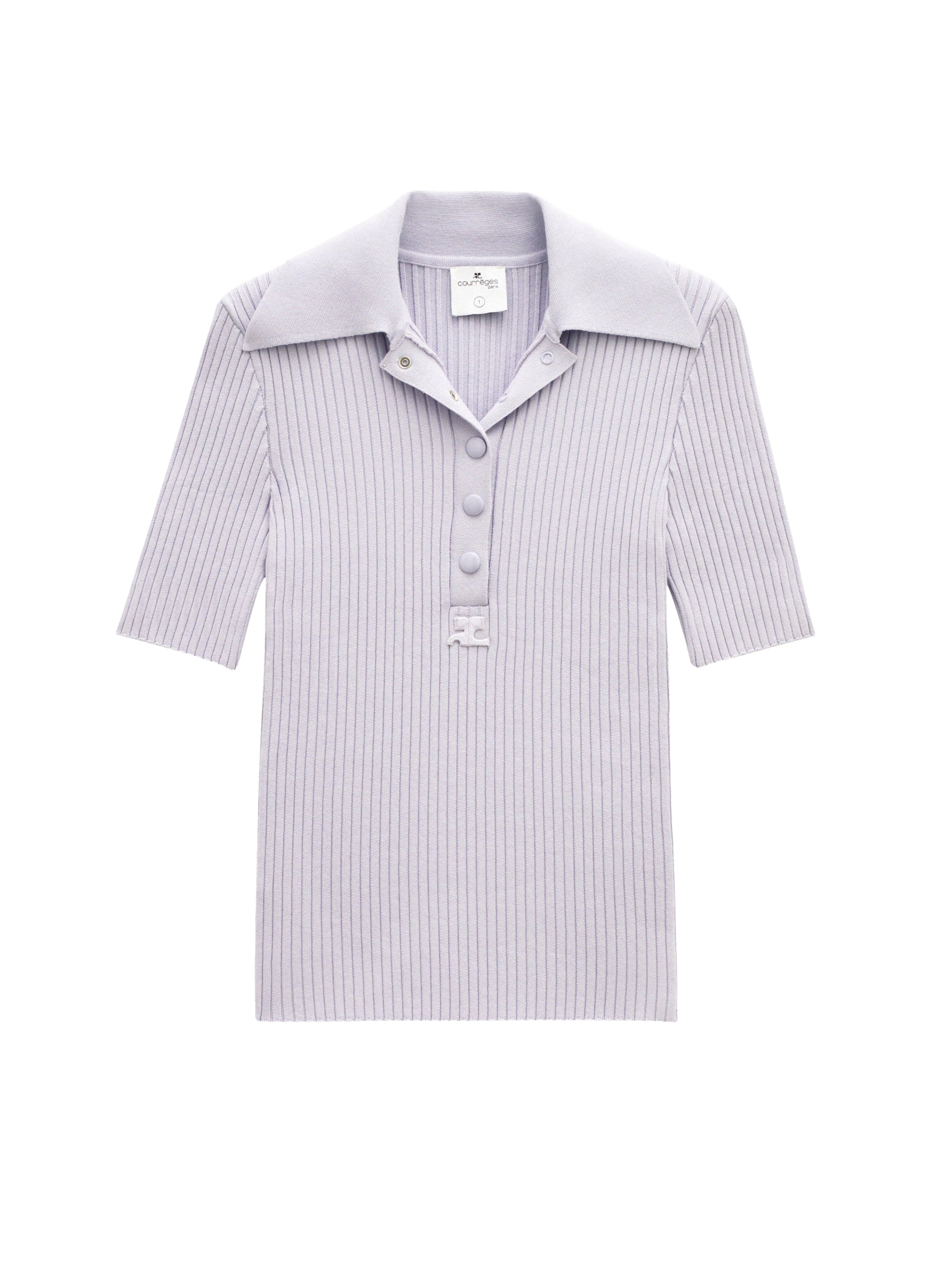 Rib knit signature Polo - Purple