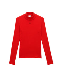 Reedition mockneck rib knit Pullover - Heritage Red