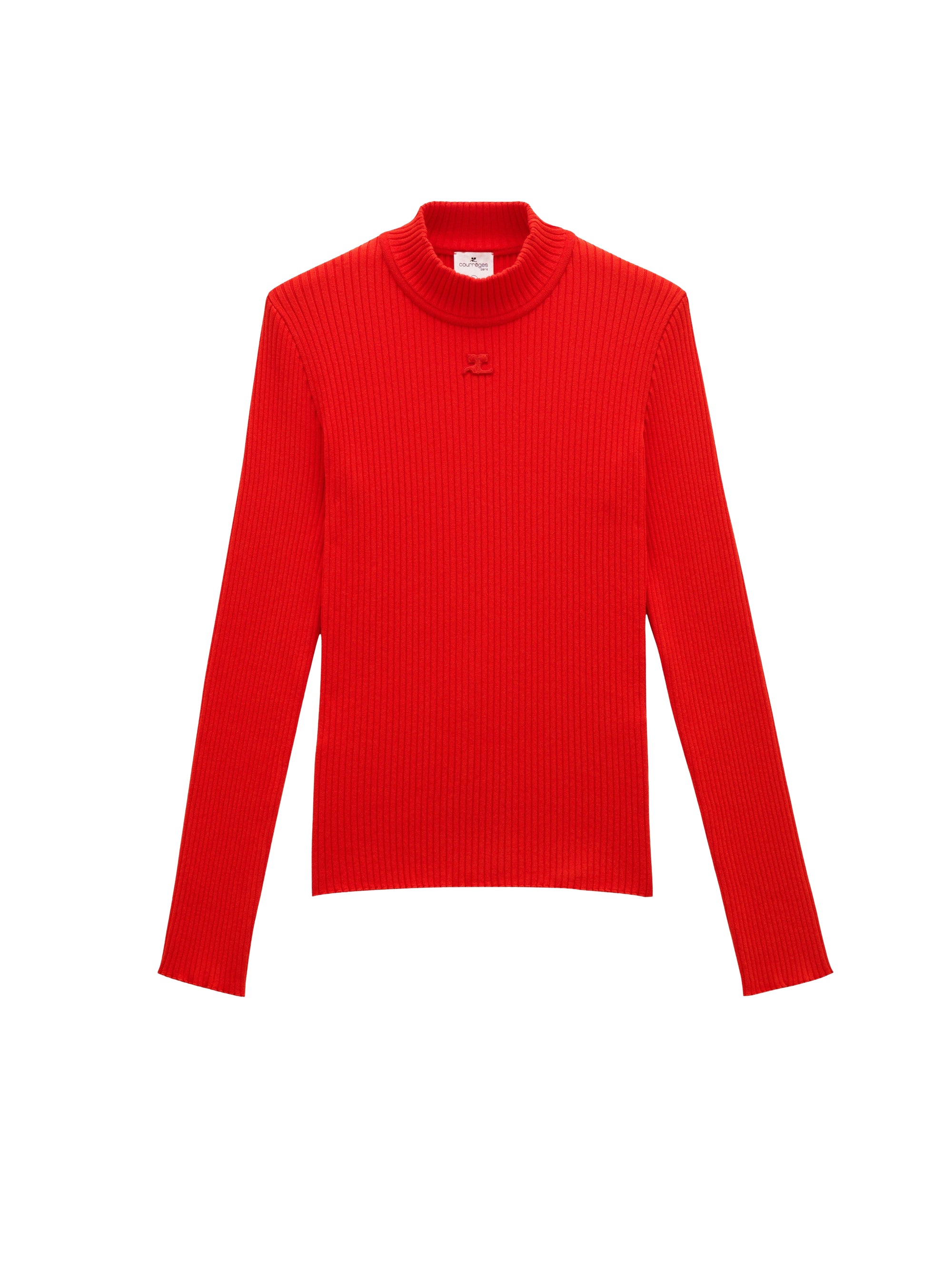 Reedition mockneck rib knit Pullover - Red