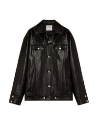 Vinyl oversized trucker Jacket - Black