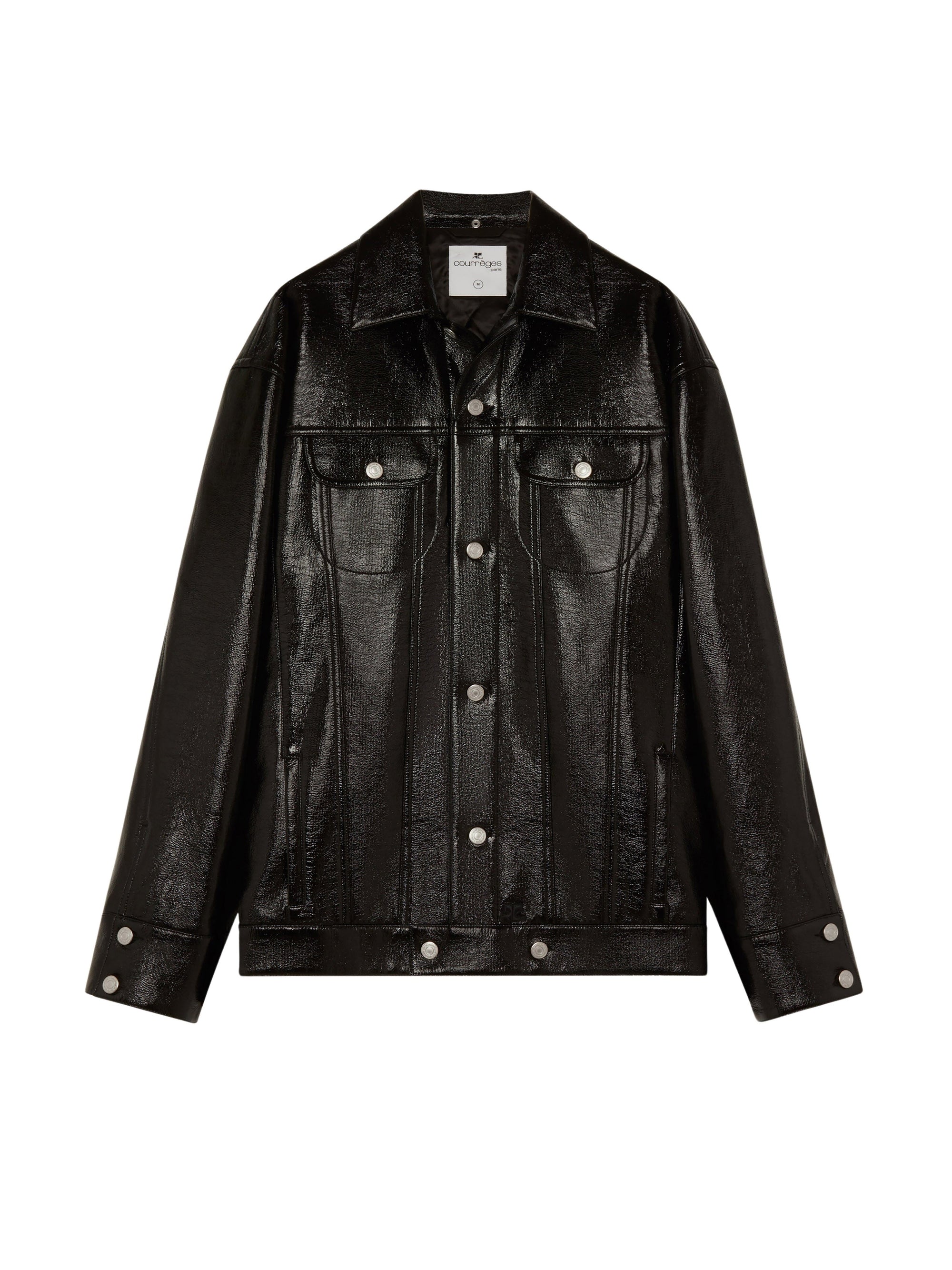 Vinyl oversized trucker Jacket - Black