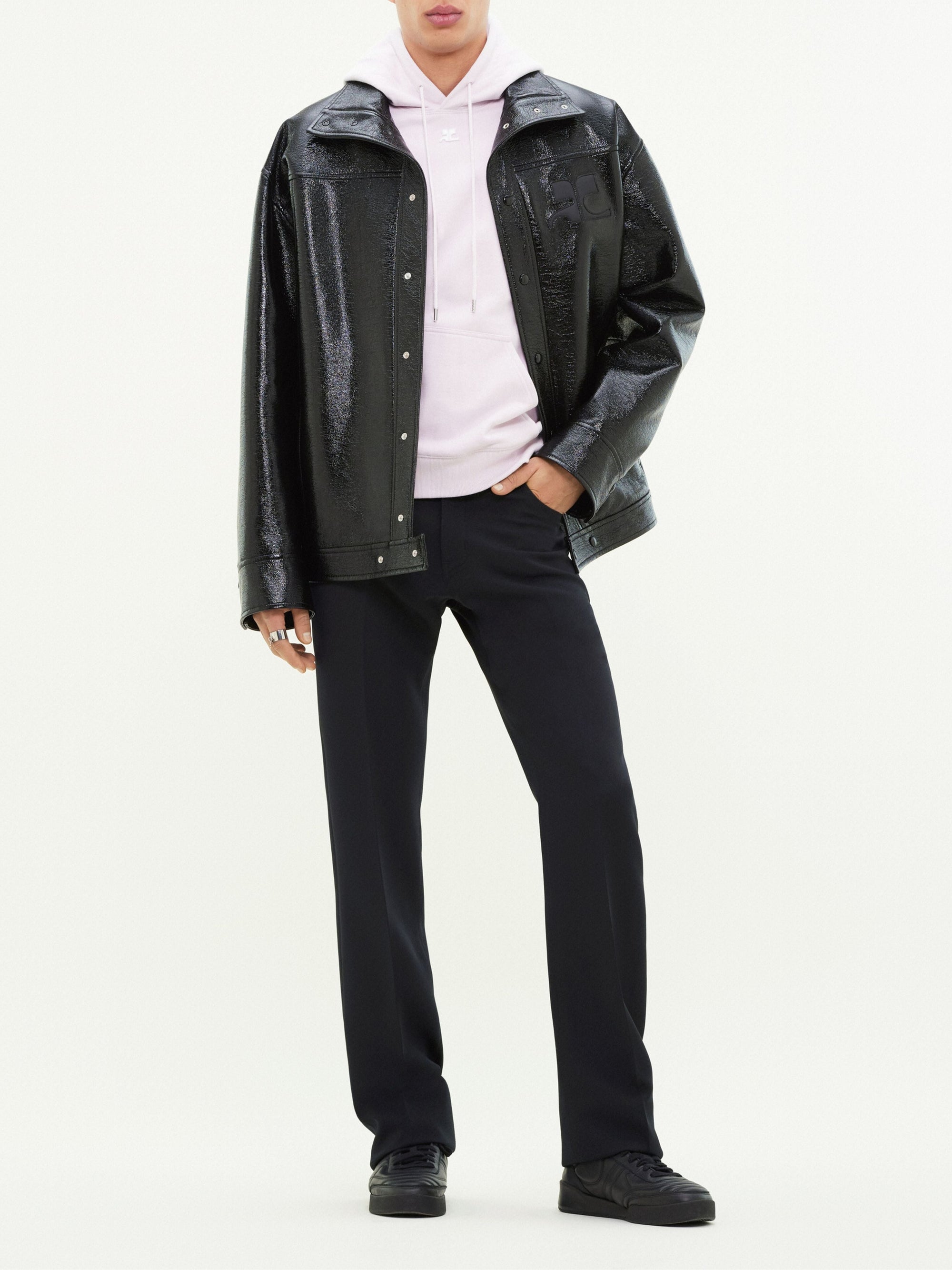 Oversized iconic vinyl Jacket - Black