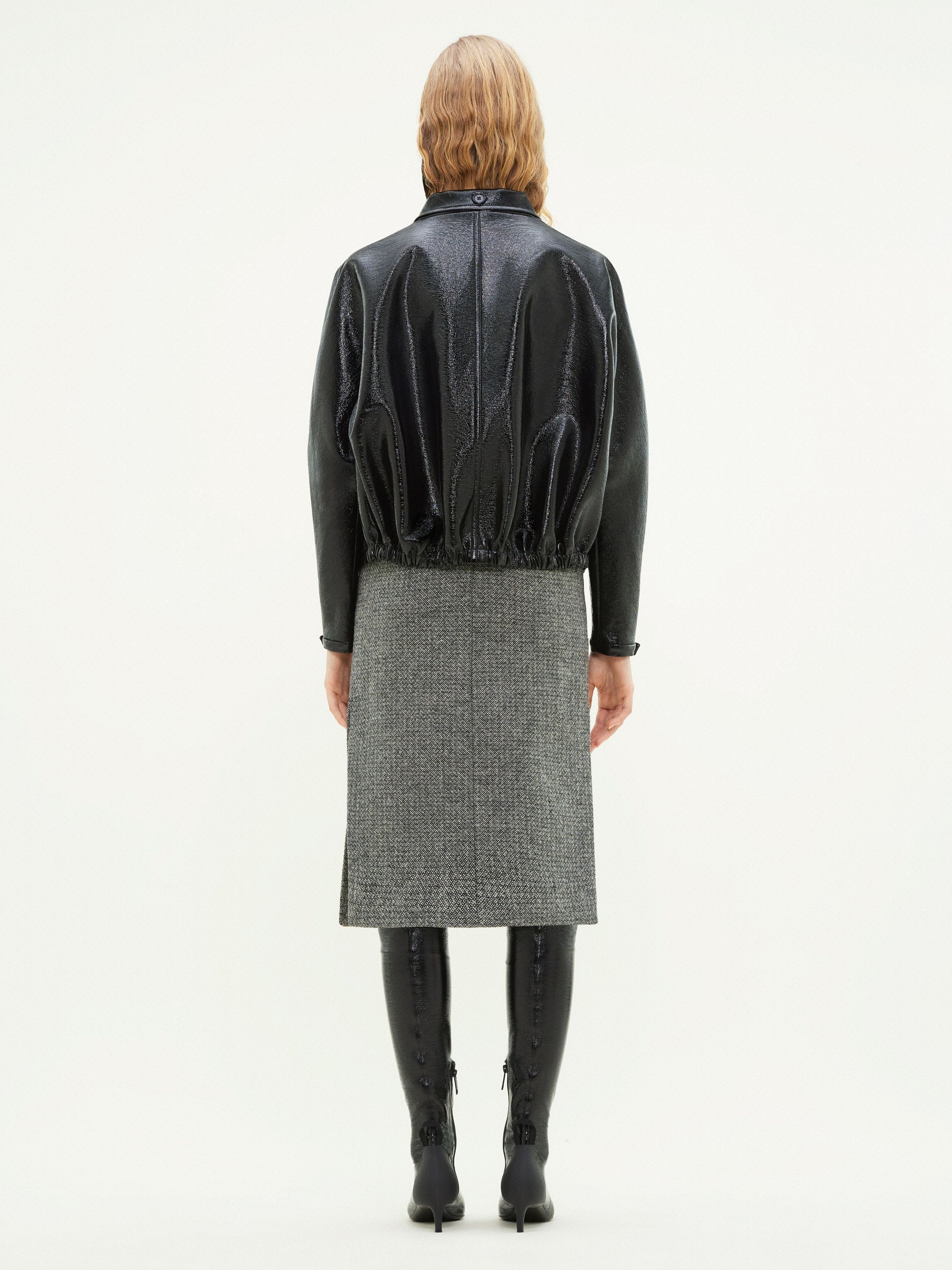 Vinyl zipped bomber Jacket - Black
