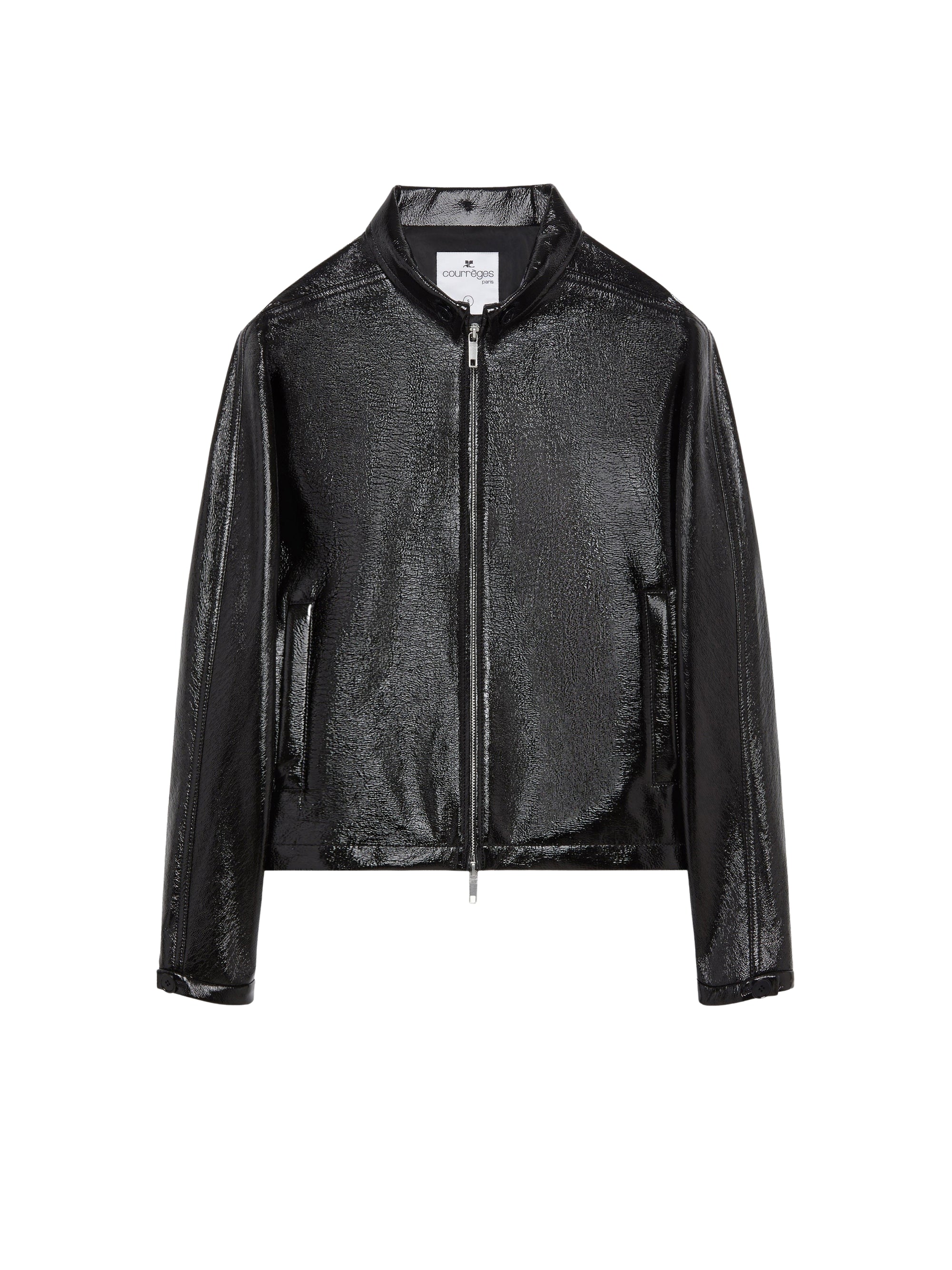 Vinyl zipped bomber Jacket - Black