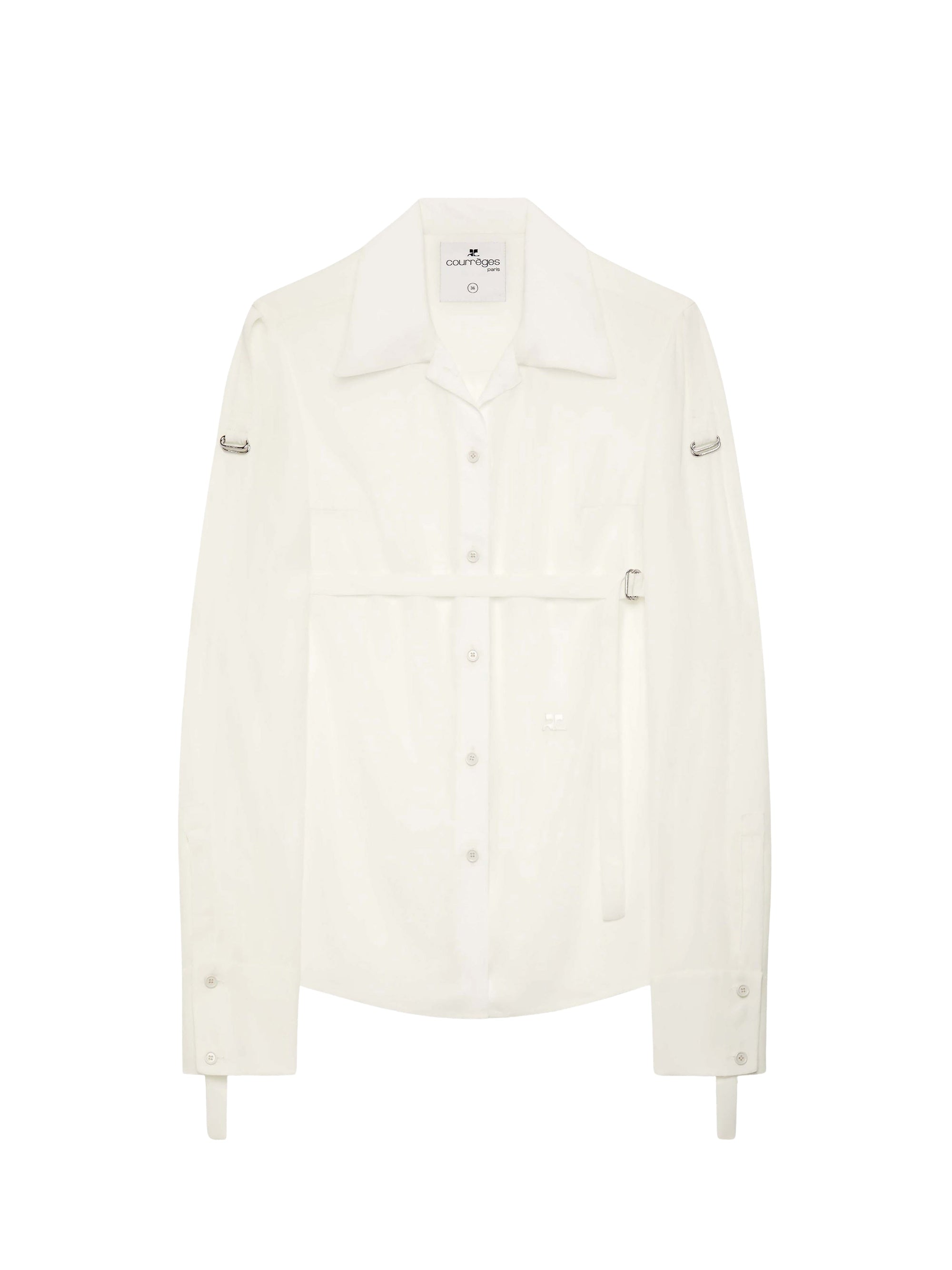 Mixed silk fluid strap Shirt - Heritage White