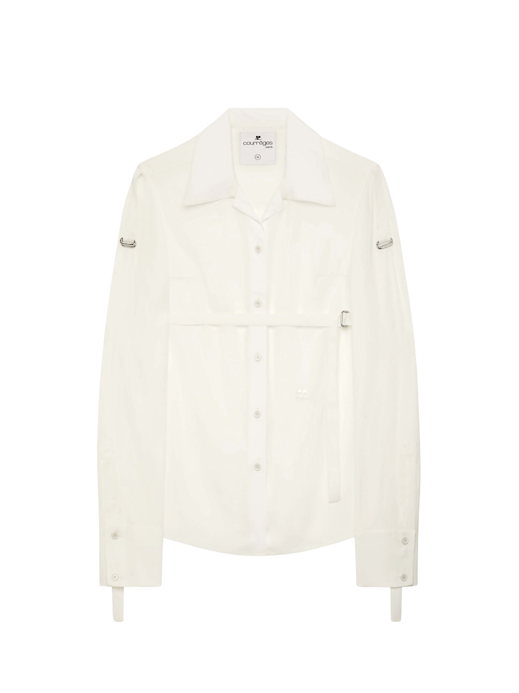 Mixed silk fluid strap Shirt - White