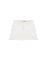 Crepe trapeze mini Skirt - White