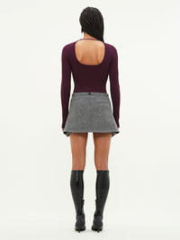 Caviar trapeze wool mini Skirt - Black & White