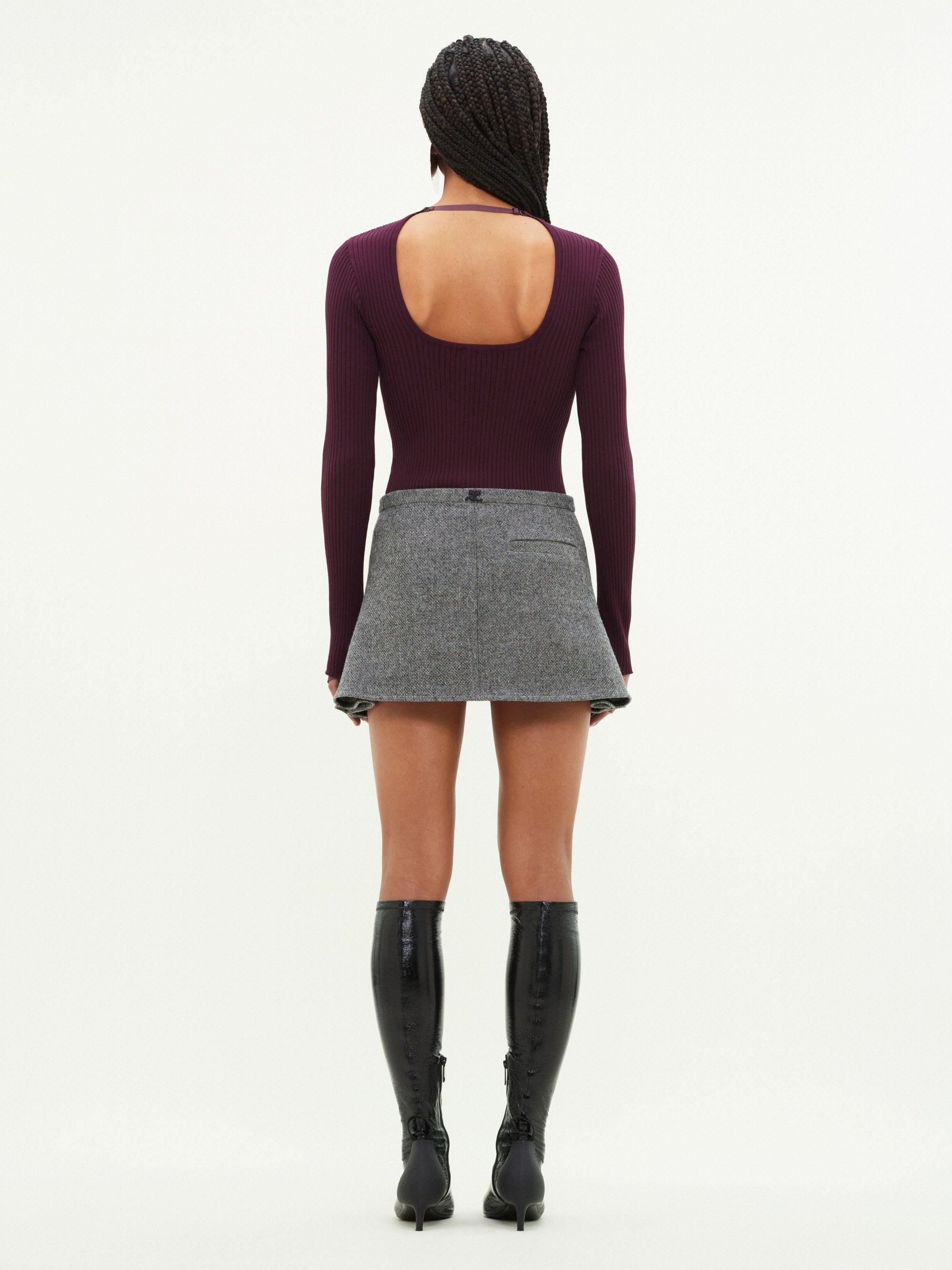 Caviar trapeze wool mini Skirt - Black & White