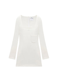 Long sleeve crepe Mini Dress - White