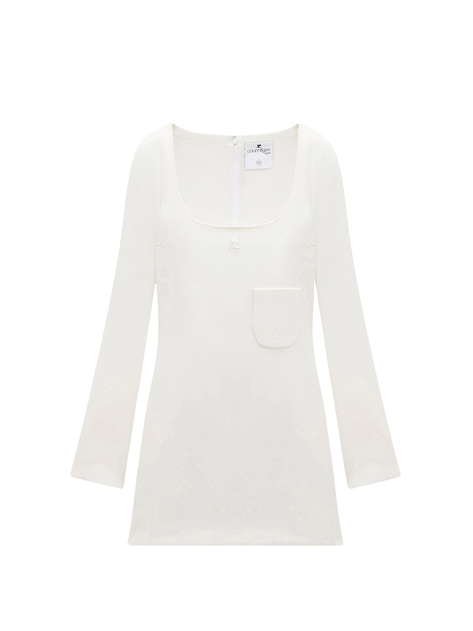 Long sleeve crepe Mini Dress - White