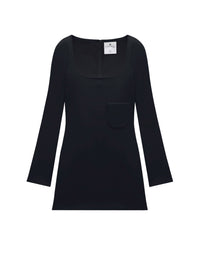Crepe single pocket mini Dress - Black