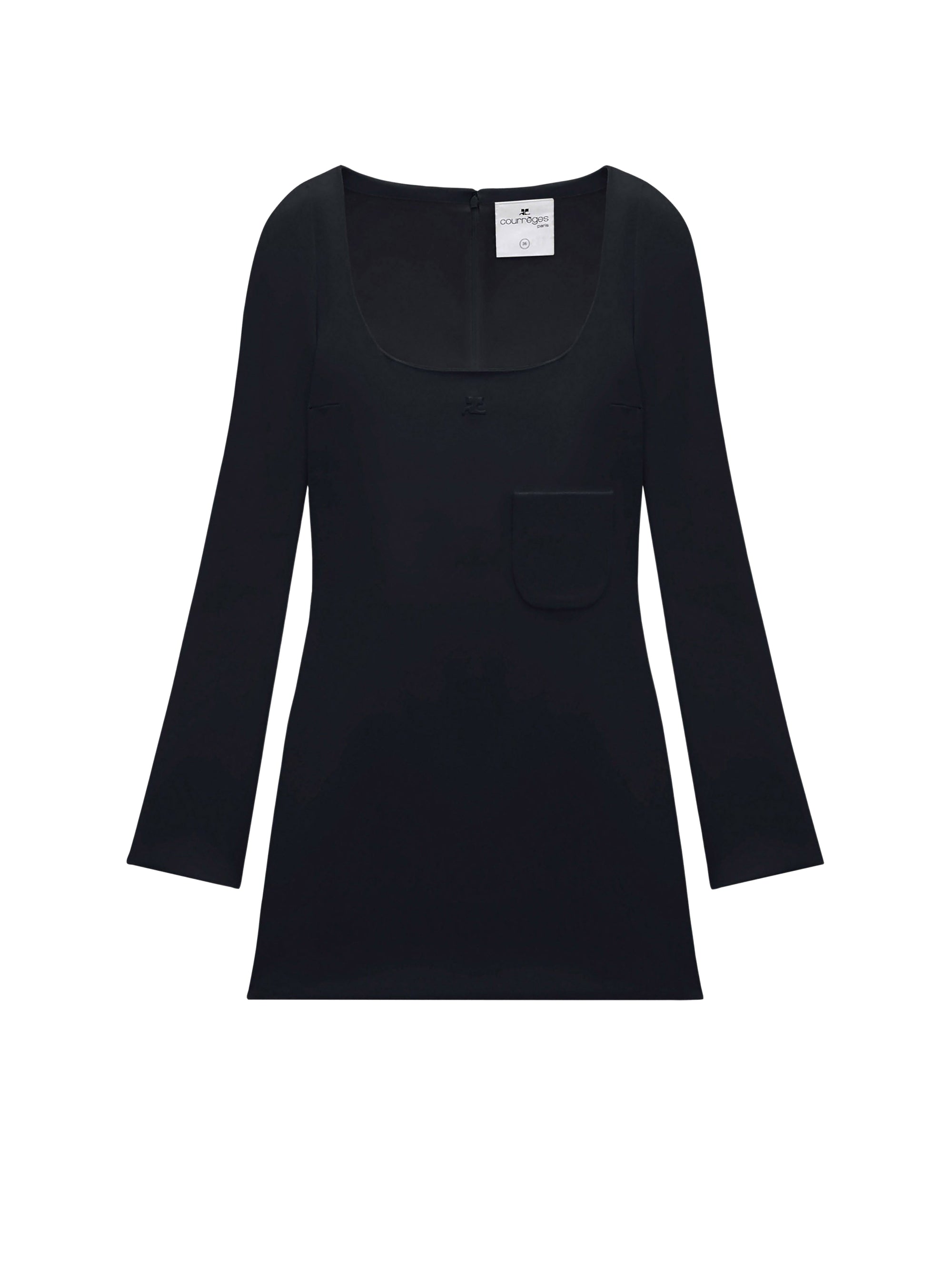 Crepe single pocket mini Dress - Black