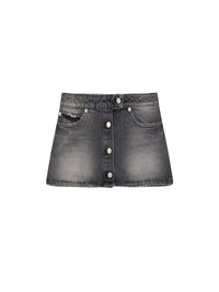 Denim trucker mini Skirt - Stonewashed Grey