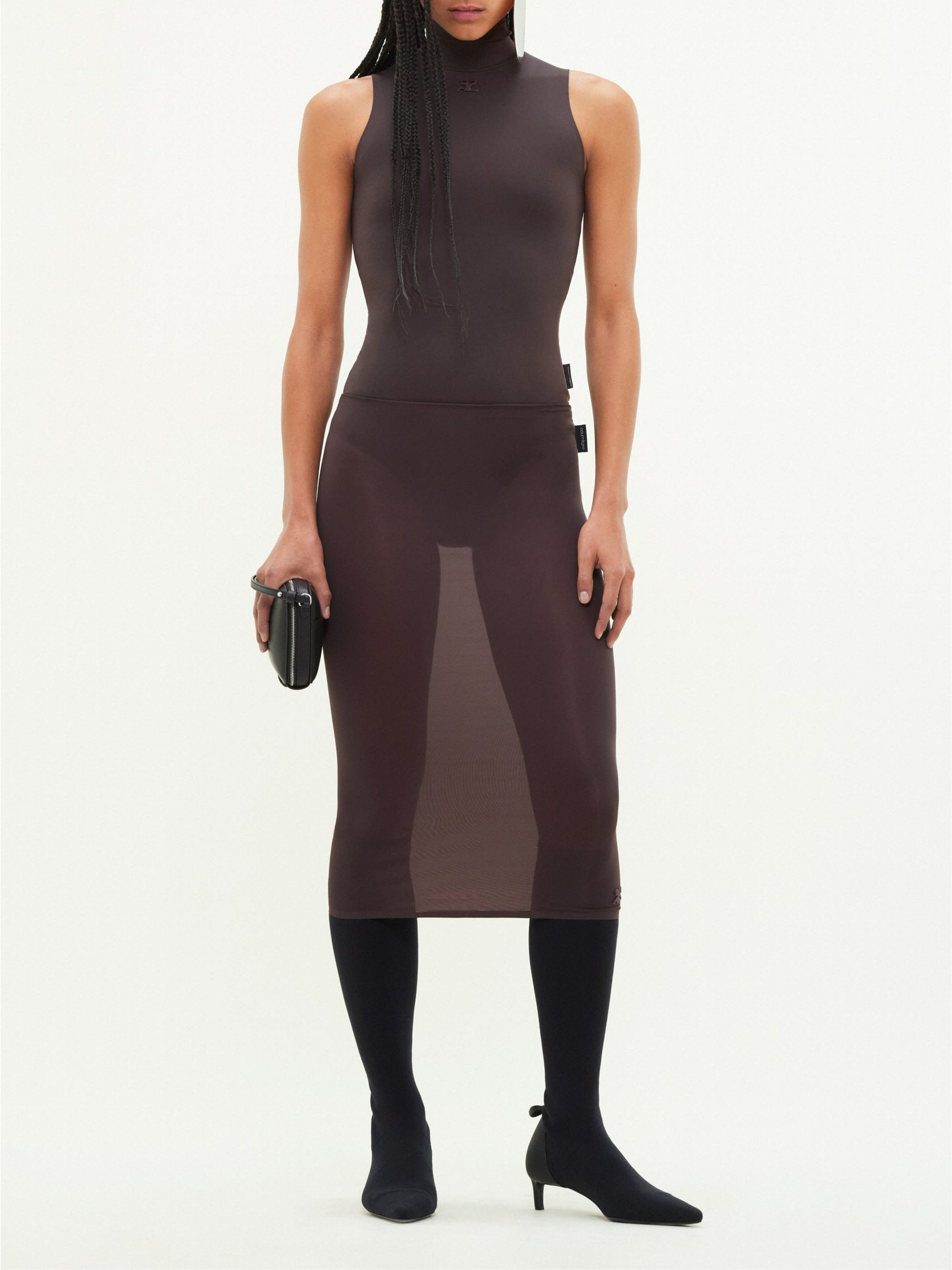 2nd skin tube Skirt - Brown