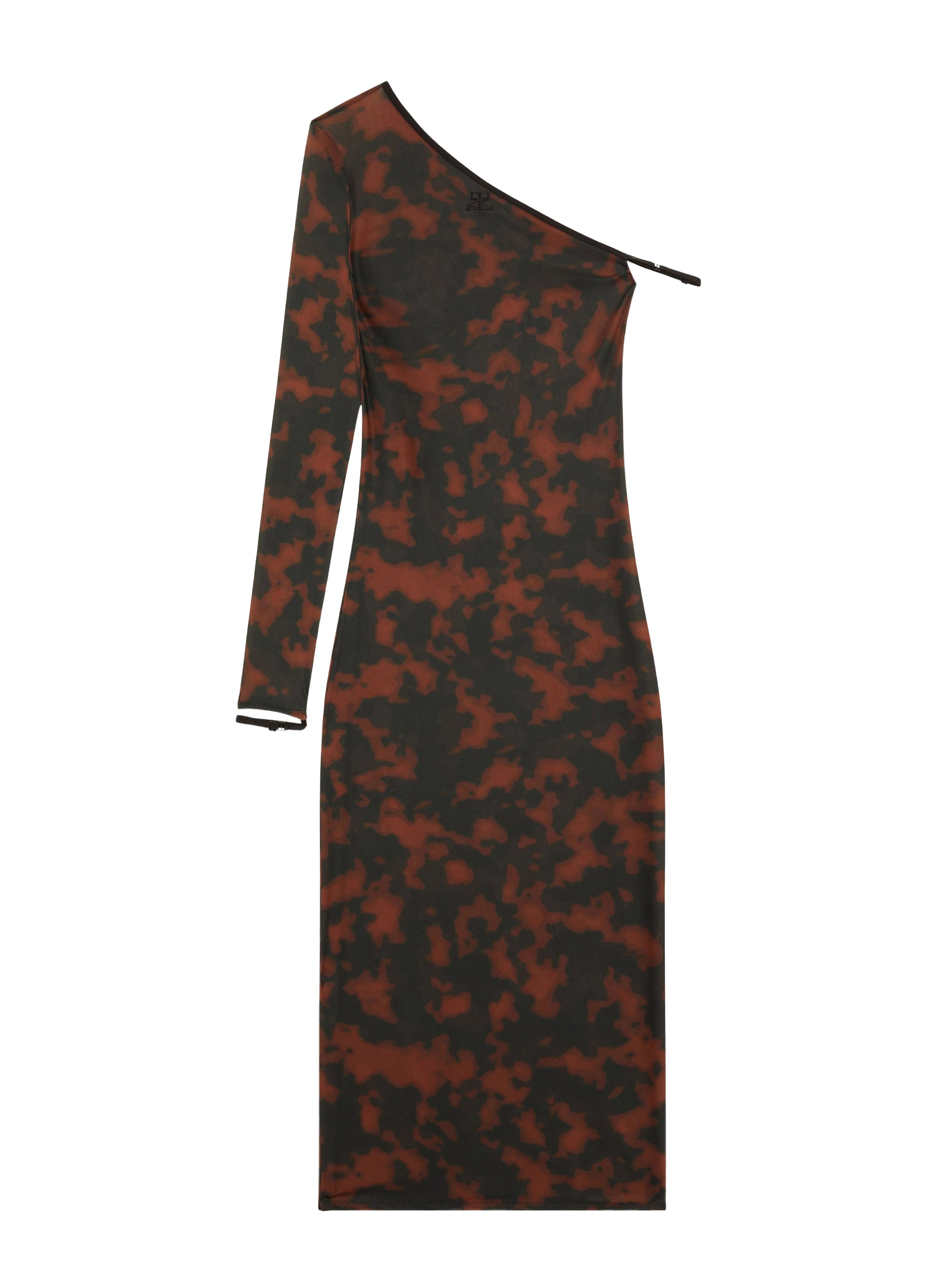 One-sleeved crepe Dress - Brown