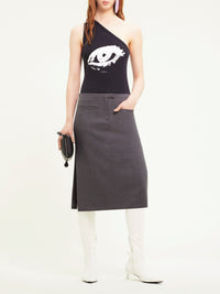 Asymetrical printed tank Top - Black