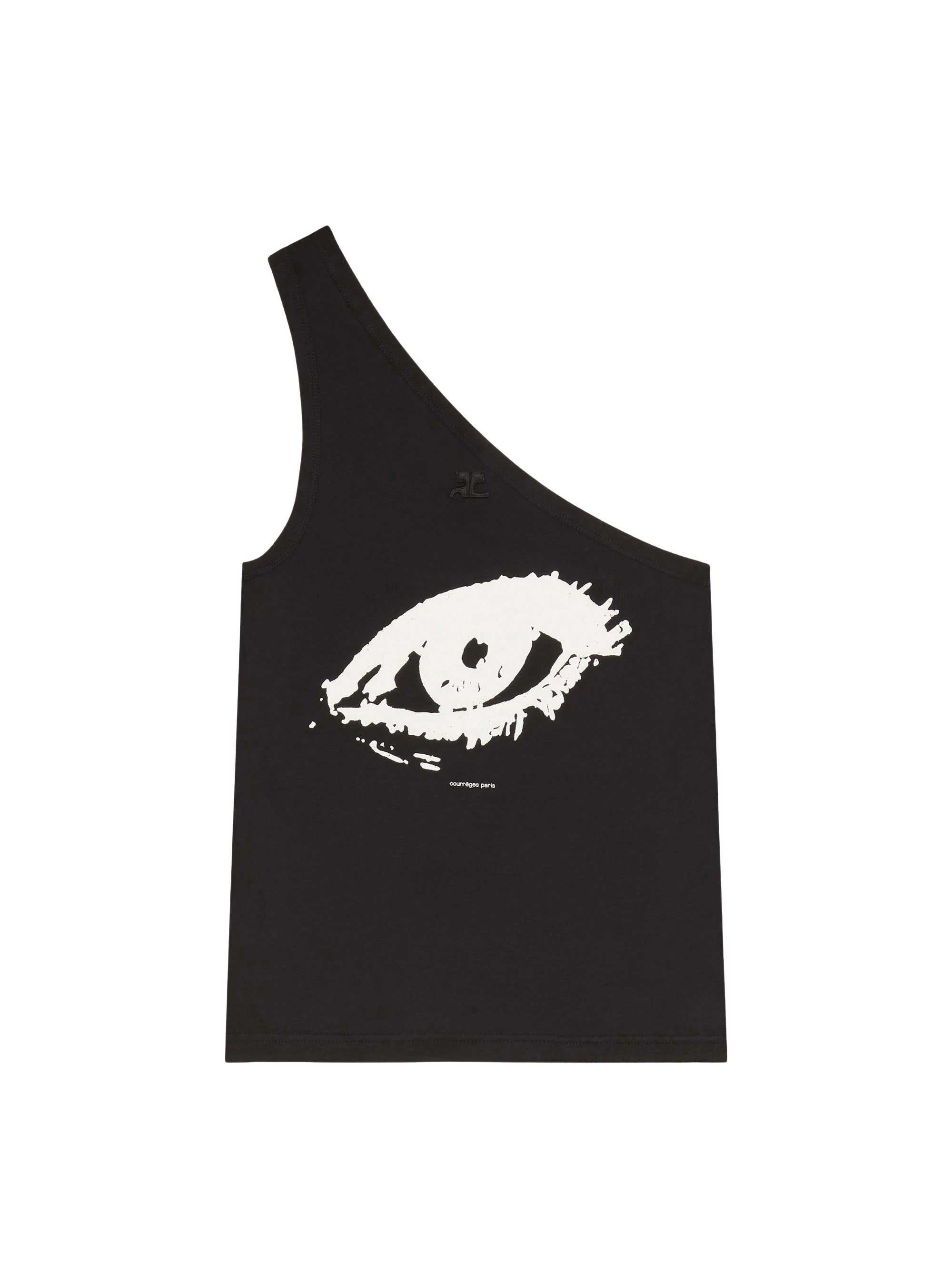 Asymetrical printed tank Top - Black