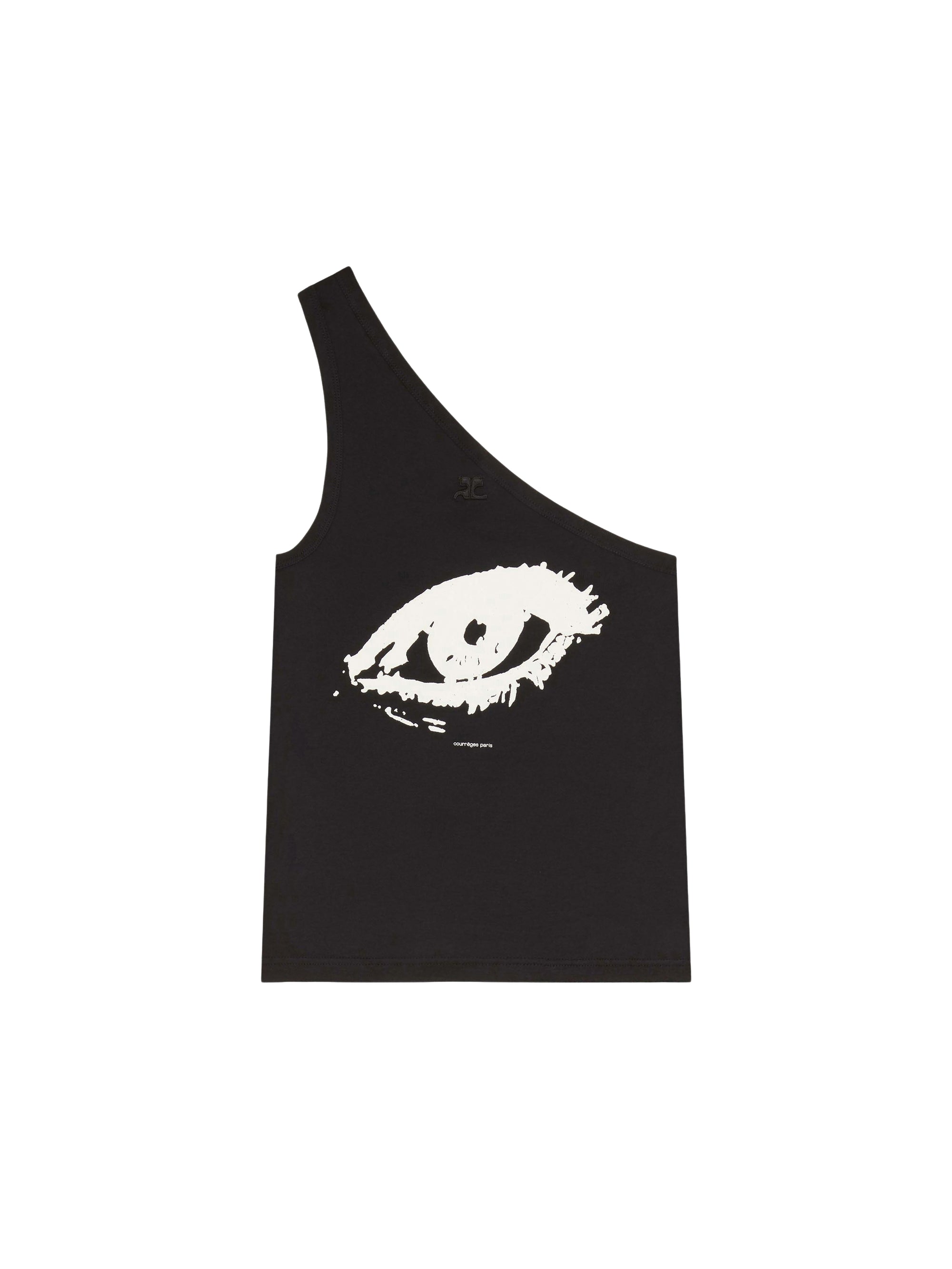 Asymetrical printed tank Top - Black