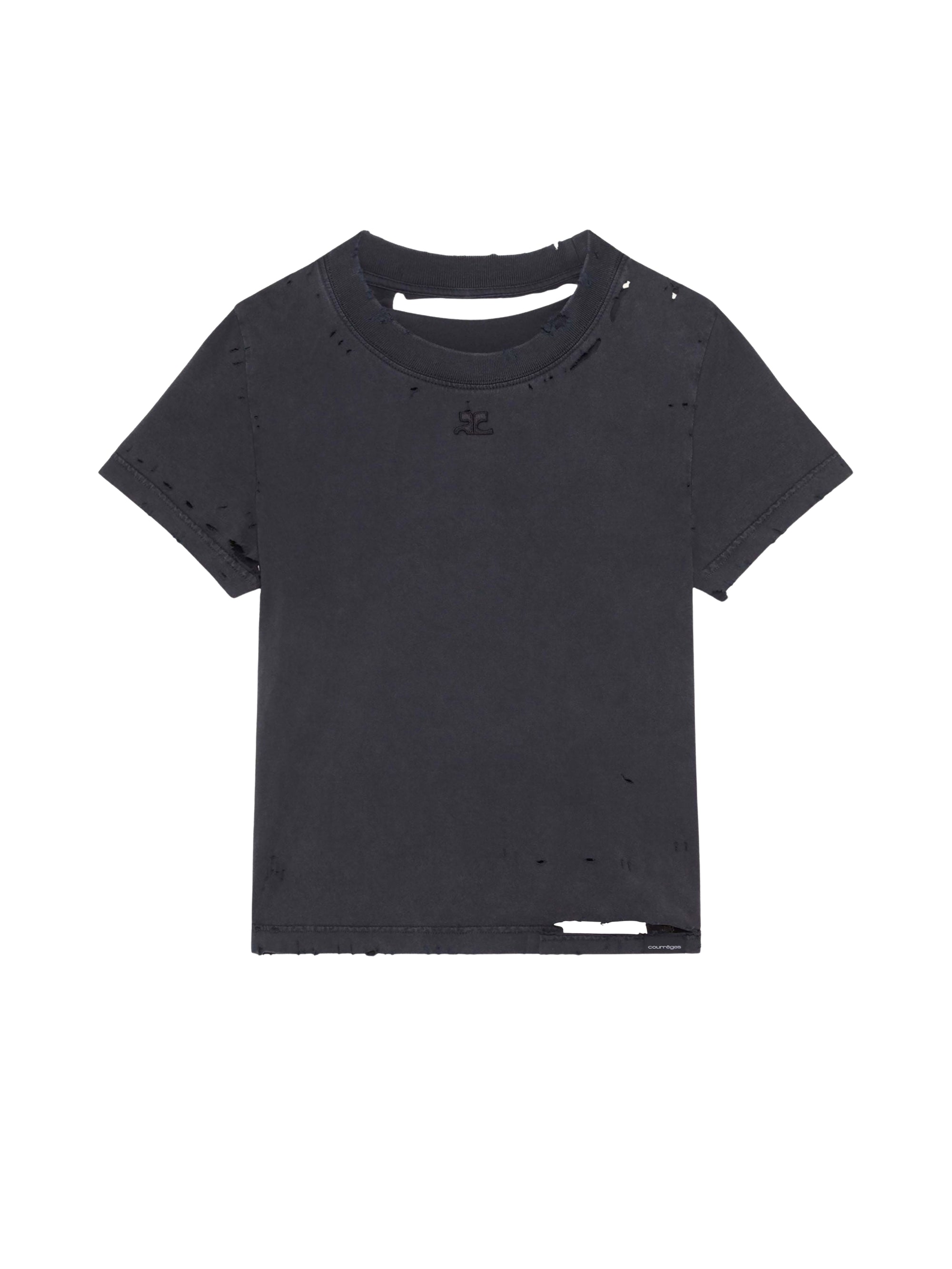 Faded short-sleeved straight T-shirt - Grey