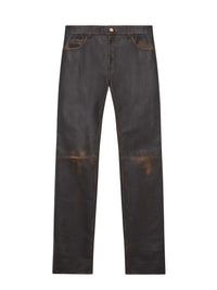 Used leather 5-pocket Pant - Chocolate Black