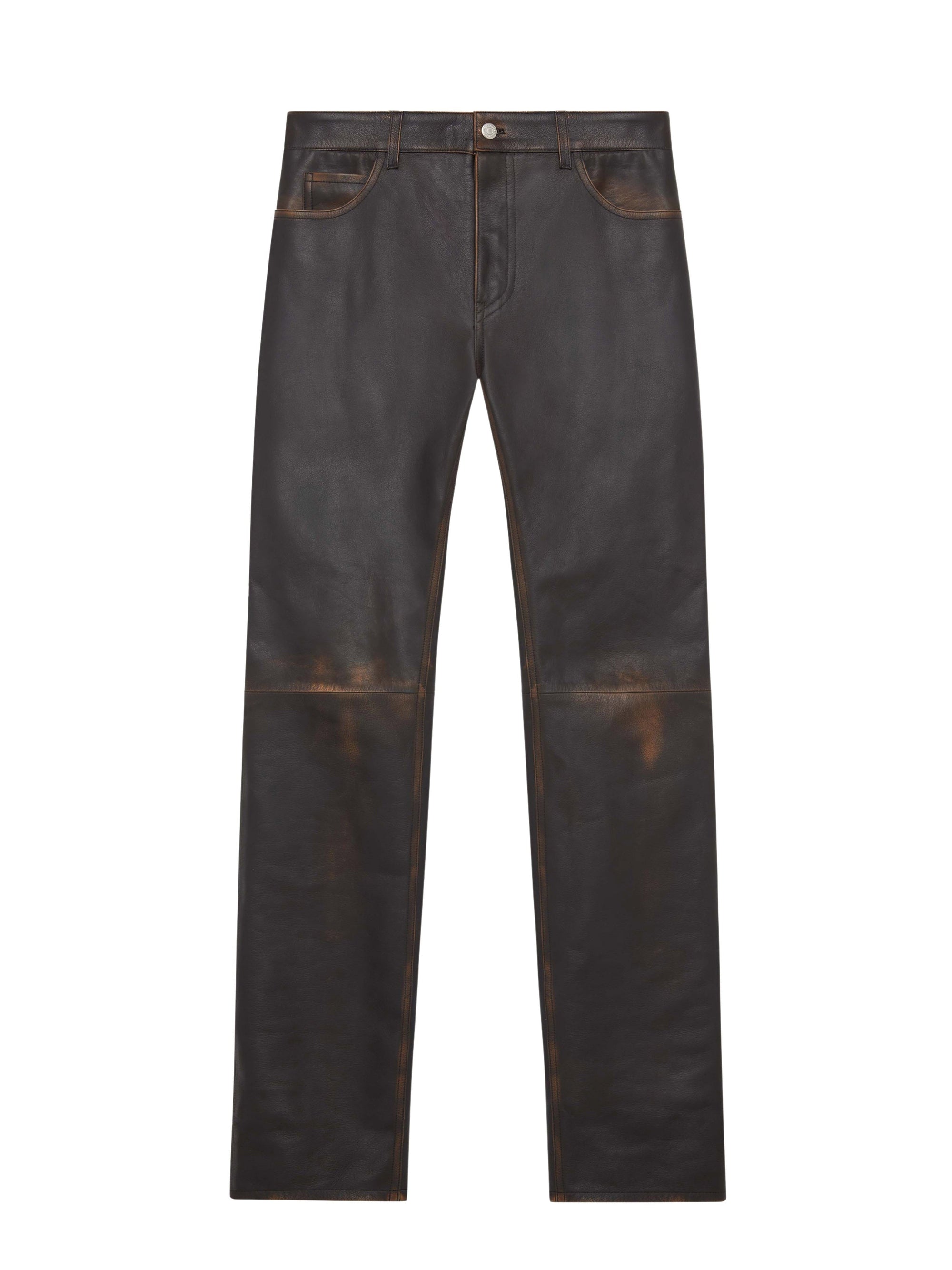Used leather 5-pocket Pant - Chocolate Black