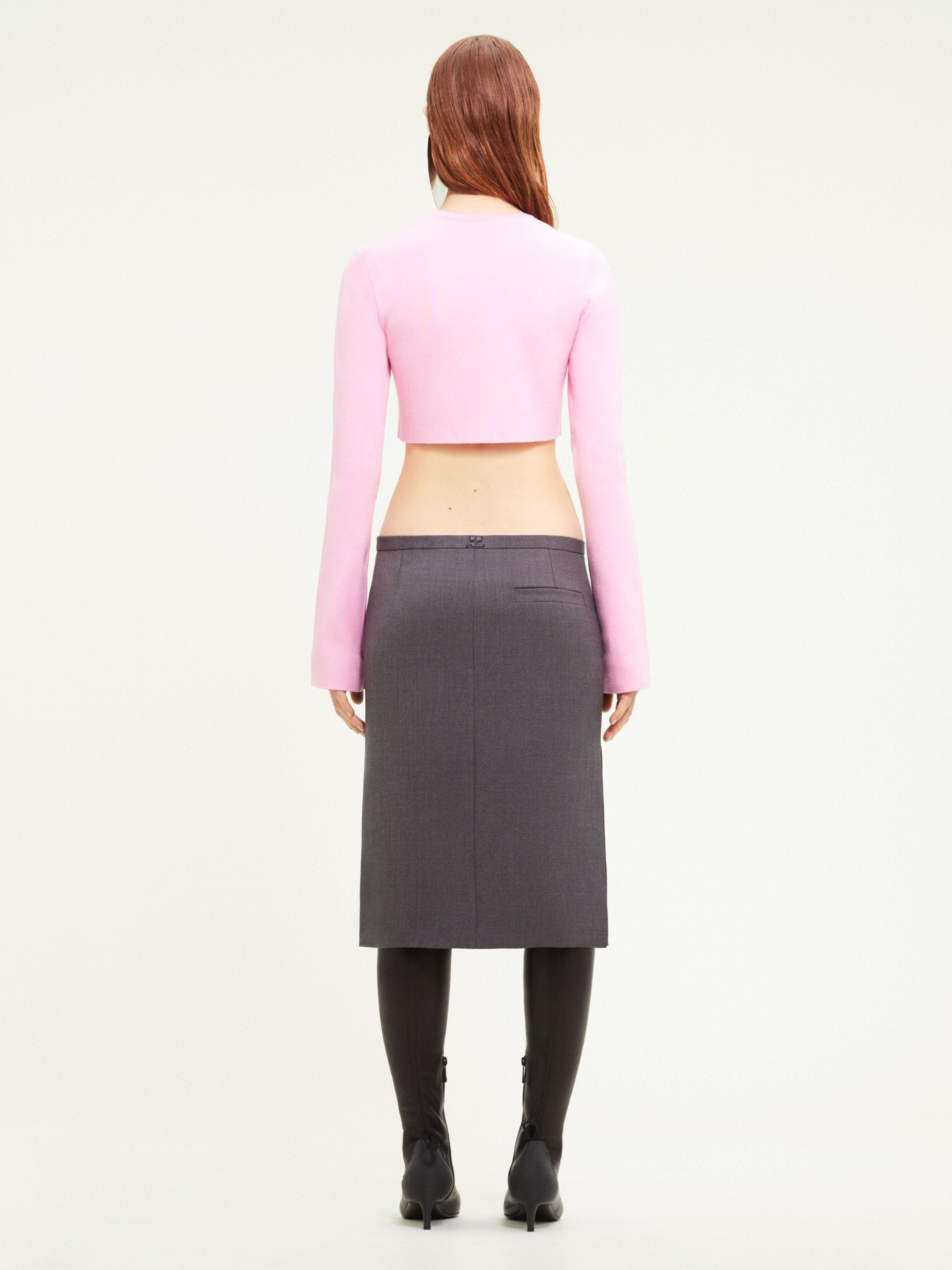 Wool knit cropped Cardigan - Pink