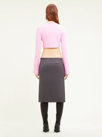 Wool knit cropped Cardigan - Pink