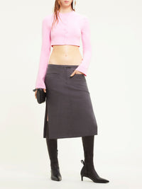 Wool knit cropped Cardigan - Pink