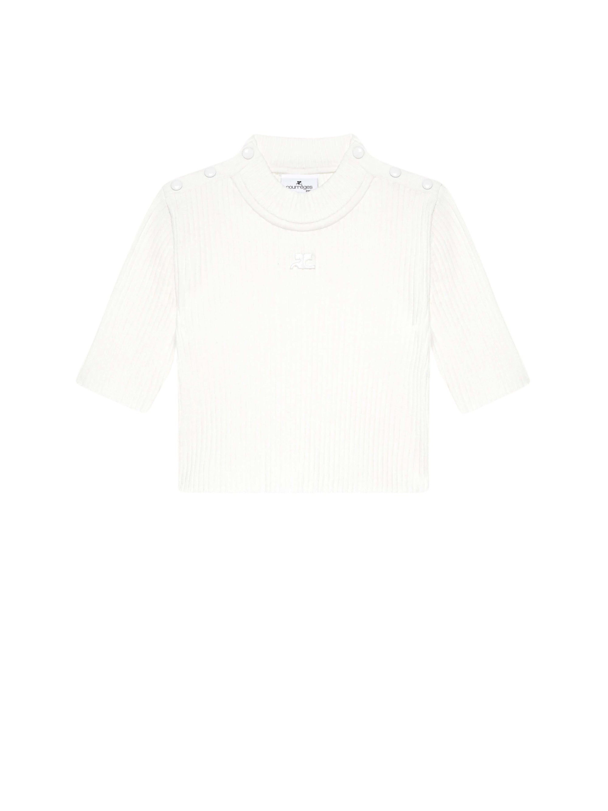 Rib knit cropped Sweater - White