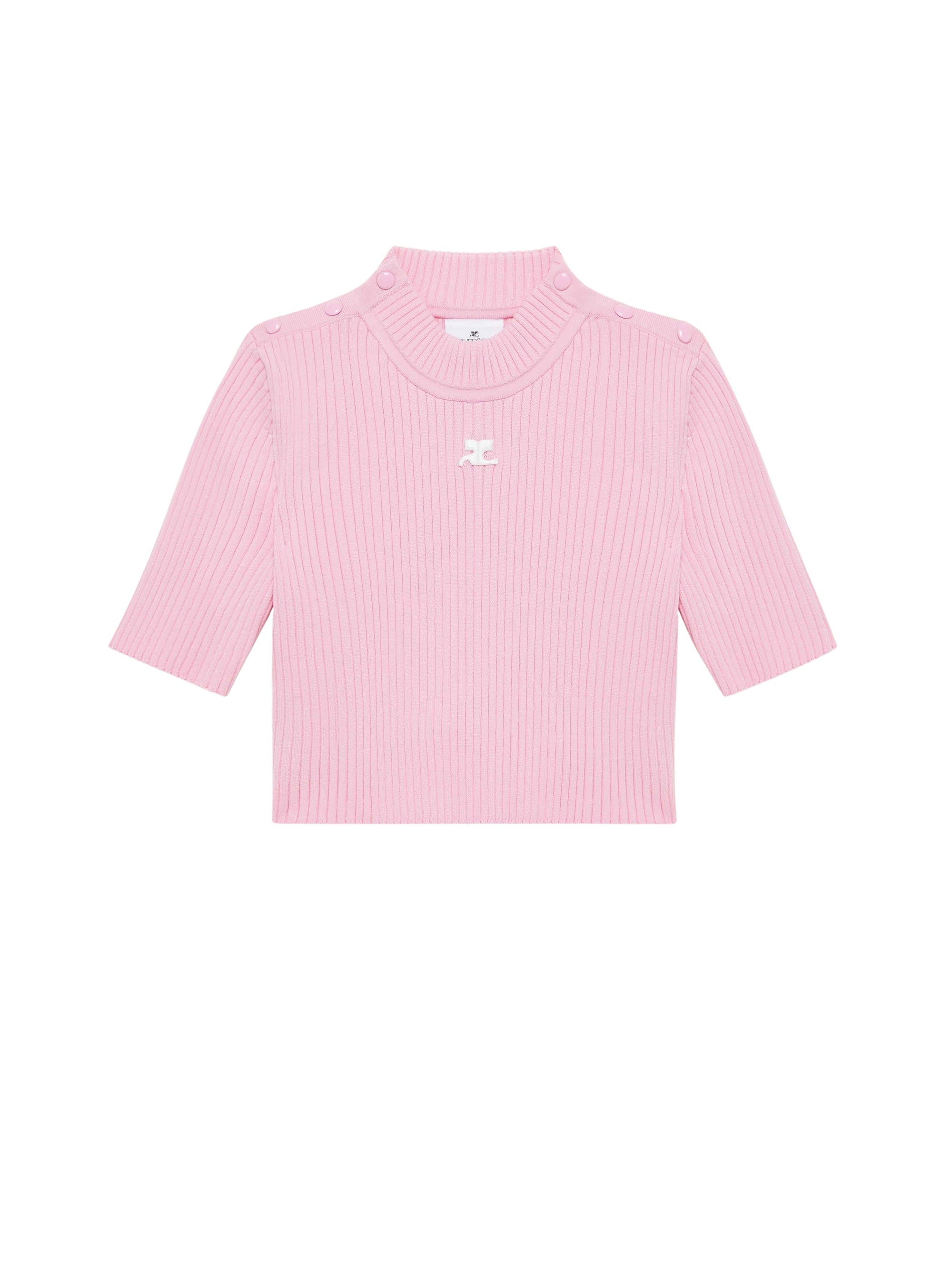 Rib knit cropped Sweater - Pink