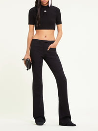 Rib knit cropped Sweater - Black
