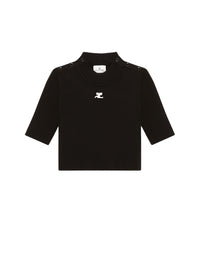 Rib knit cropped Sweater - Black