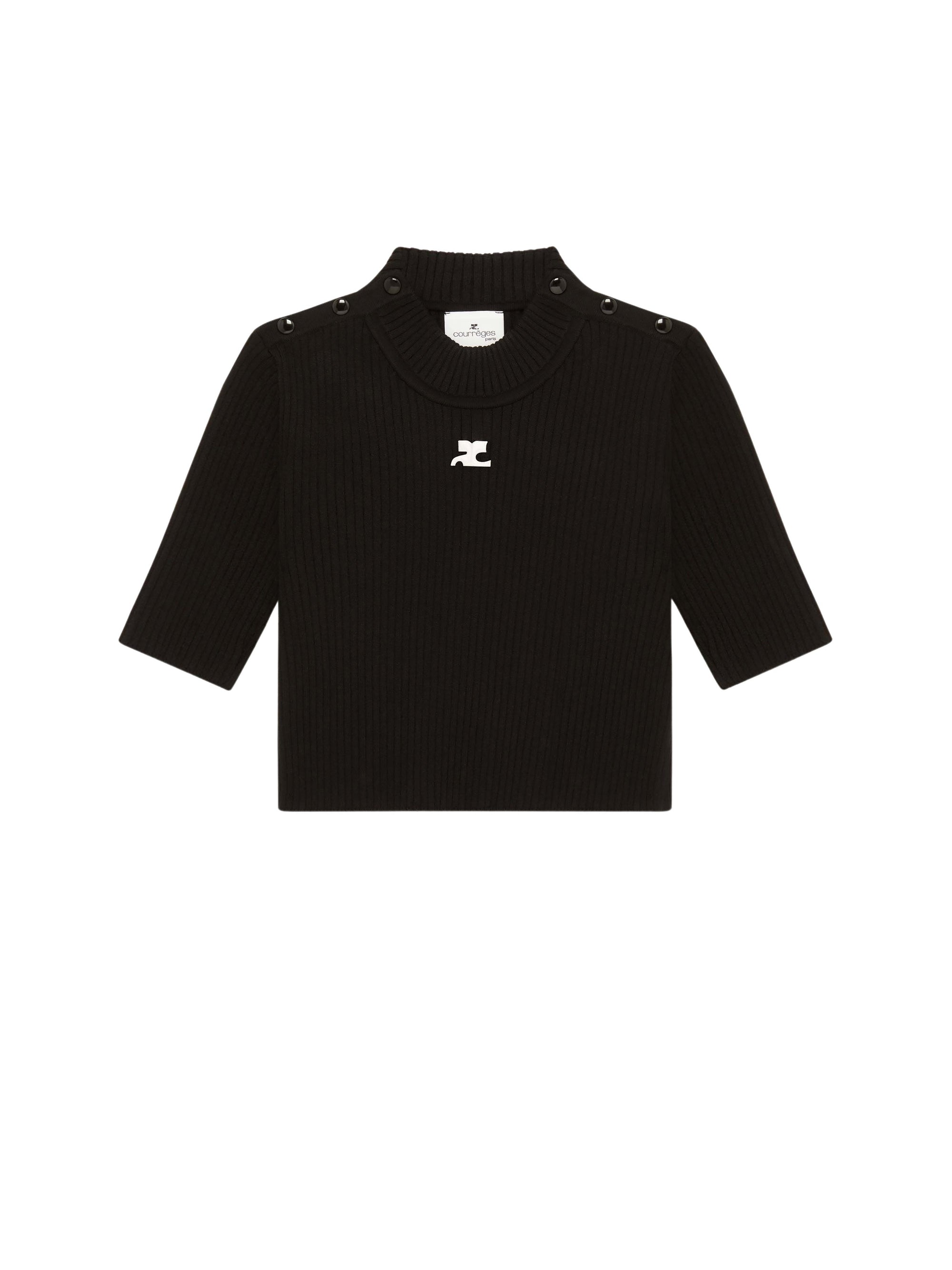 Rib knit cropped Sweater - Black