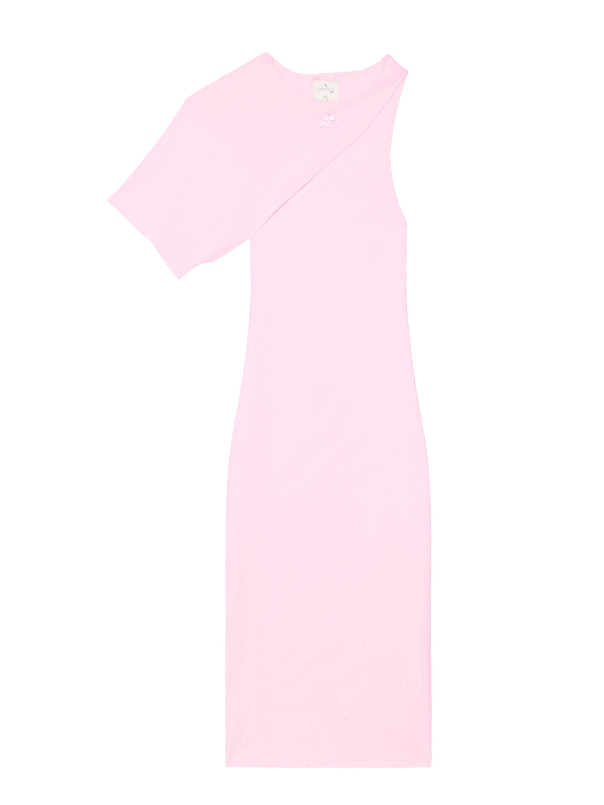 Long asymmetrical ribbed knit Dress - Pink